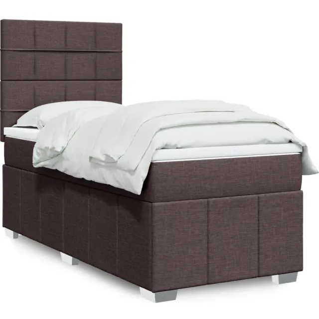vidaXL Boxspring met matras stof donkerbruin 100x200 cm bruin