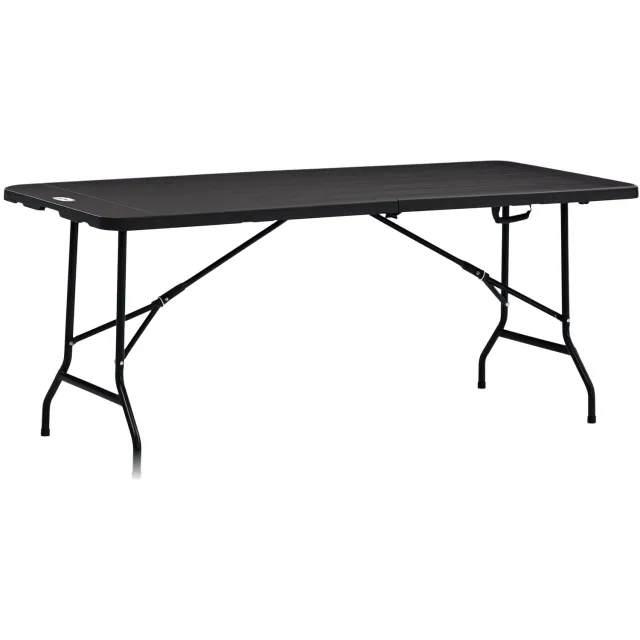 Outsunny tuintafel staal en HDPE opklapbaar - Buitentafel - Eettafel tuin - Donkergrijs