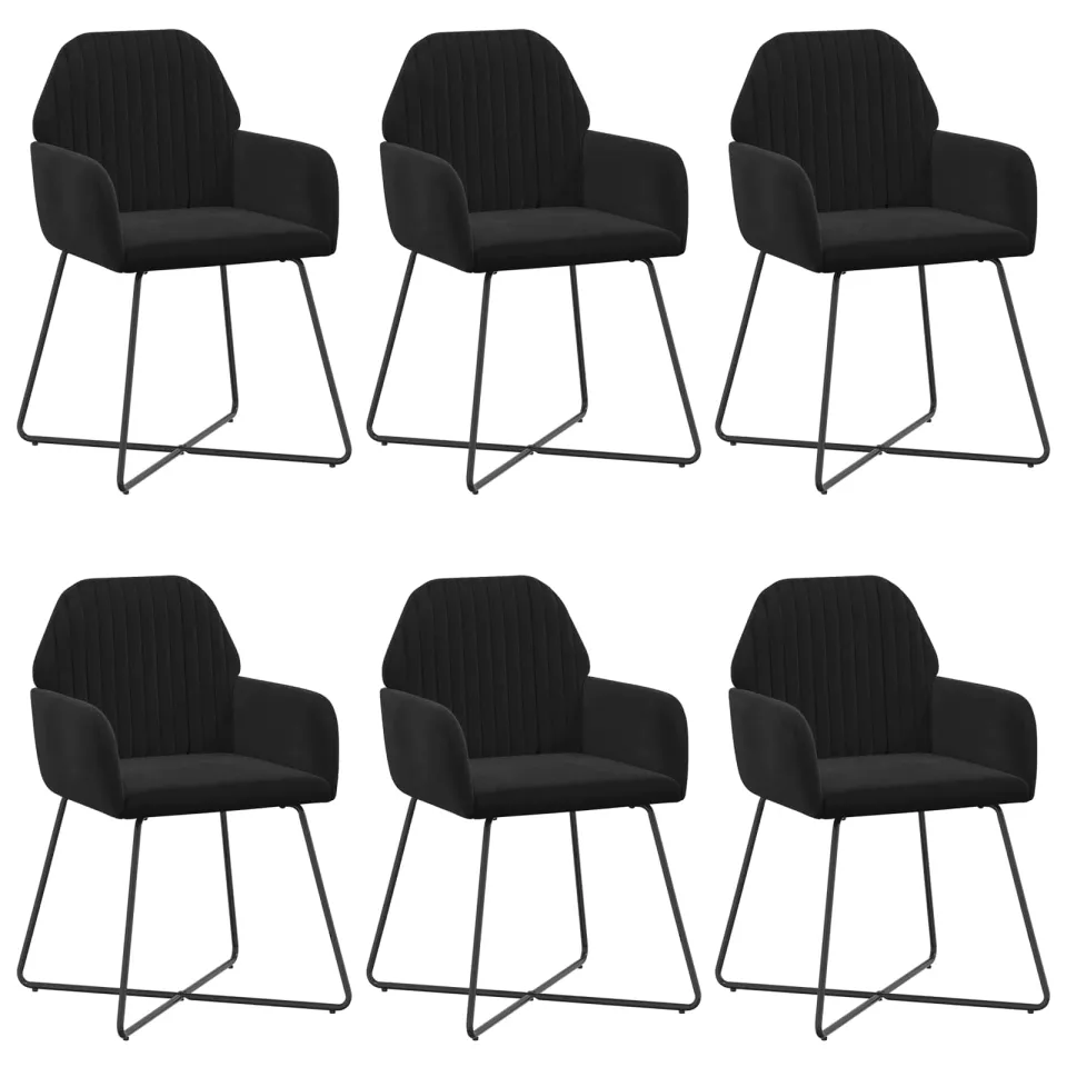 vidaXL Eettafelstoelen 6 st fluweel Zwart 55 x 50 x 84 cm, foto 3
