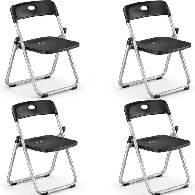 SMH LINE Klapstoelen Set van 4 - Opvouwbare stoelen - 52x38x78 cm - PVC - 150kg - Weersbestending - Zwart