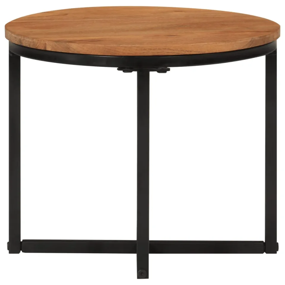 vidaXL Salontafel 35x35x30 cm massief acaciahout en ijzer bruin, foto 2