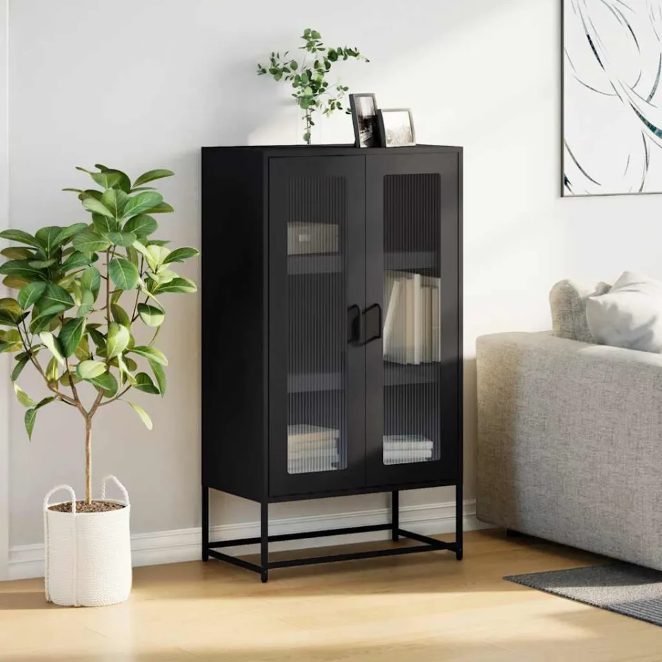 vidaXL Hoge kast 68x39x123 cm staal zwart, foto 2