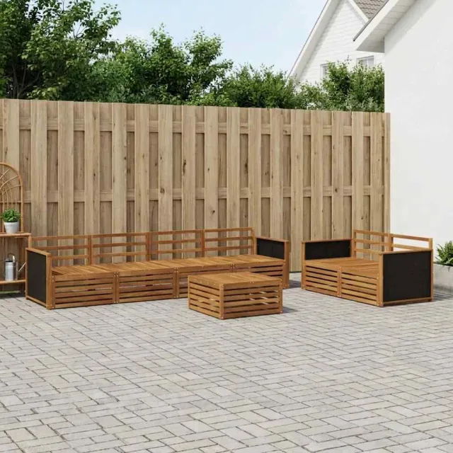 vidaXL Buiten bankenset 7 st 6-zits Naturel Massief Acaciahout