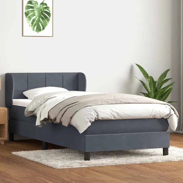 vidaXL Boxspring met matras fluweel donkergrijs 80x220 cm grijs