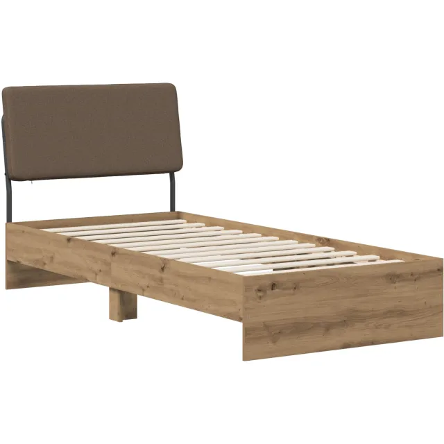 vidaXL Eenpersoonsbed met hoofdbord Artisan eiken en taupe 75 x 190 cm Bruin