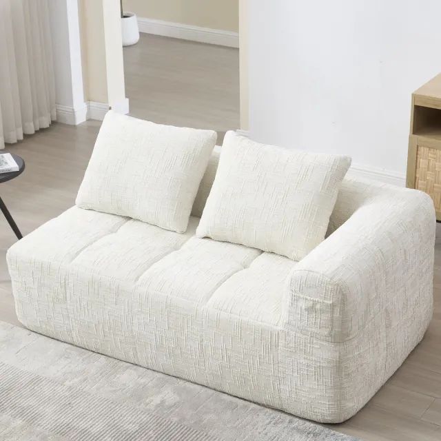 Wishdor 2-Zits Bank - Met Zijvakken En Liggedeelte - Modern - Voor Woonkamer - Chenille - Beige - 158 X 90 X 60 Cm