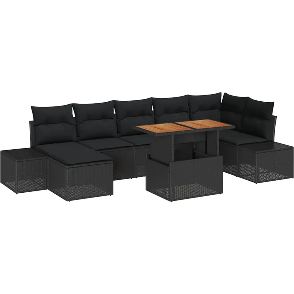 vidaXL Tuin Sofa Set 8 st Zwart Poly riet
