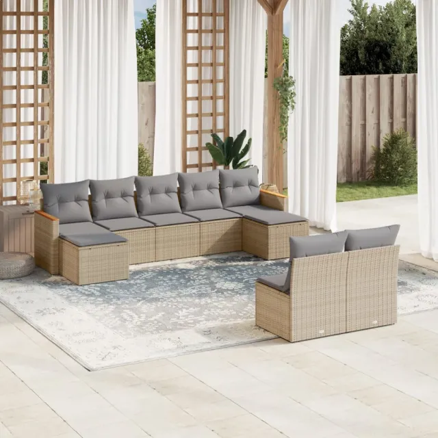 vidaXL Patio Sofa Set 9-zits Mix Beige, foto 2