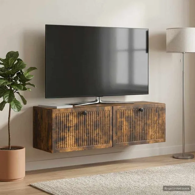 vidaXL Wandbeugel TV-kast Gerookt eiken 98 x 31 x 30 cm Bewerkt hout Bruin