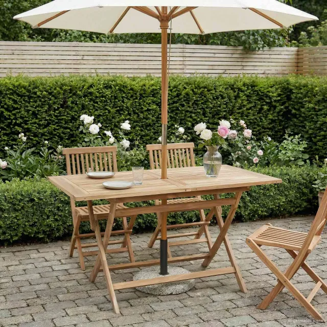 vidaXL Vouw Tuin Tafel Naturel 120 x 70 x 75,5 cm Massief Teakhout, foto 2