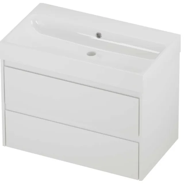 Proline Podium Badmeubelset Polystone Loft Zonder Kraangat 80x46x62 cm Glans Wit Mat Wit