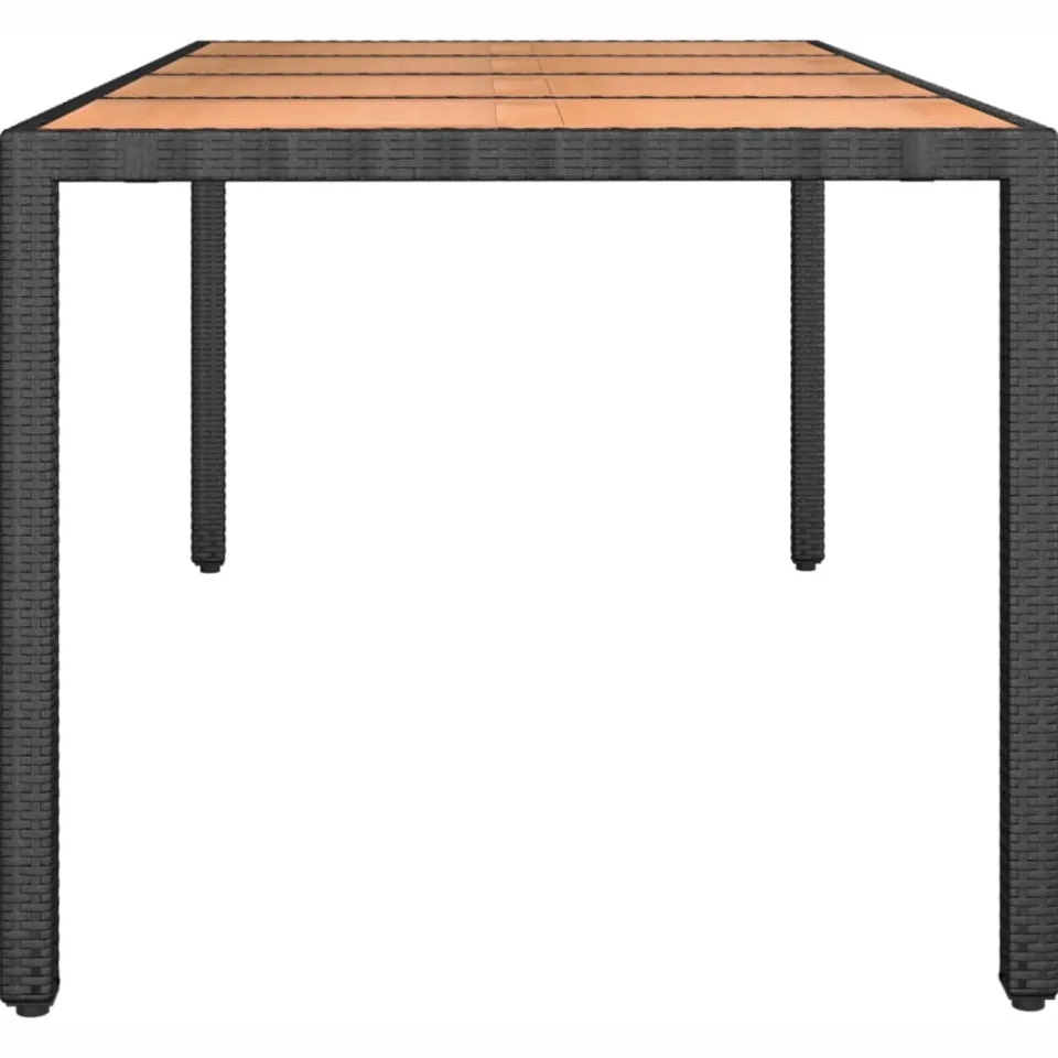 vidaXL Tuintafel met houten blad poly ratten en acaciahout zwart, foto 4