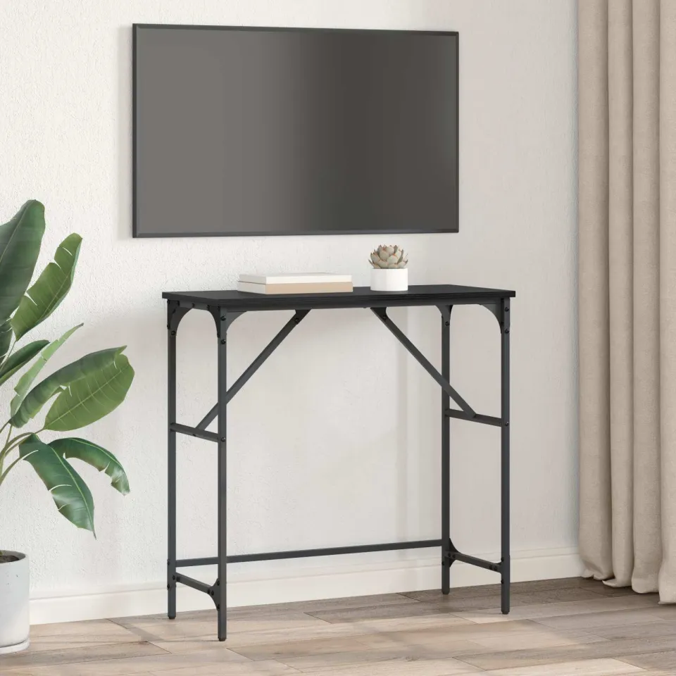 vidaXL Wandtafel Zwart Eiken 75 x 32 x 75 cm Bewerkt hout, foto 4