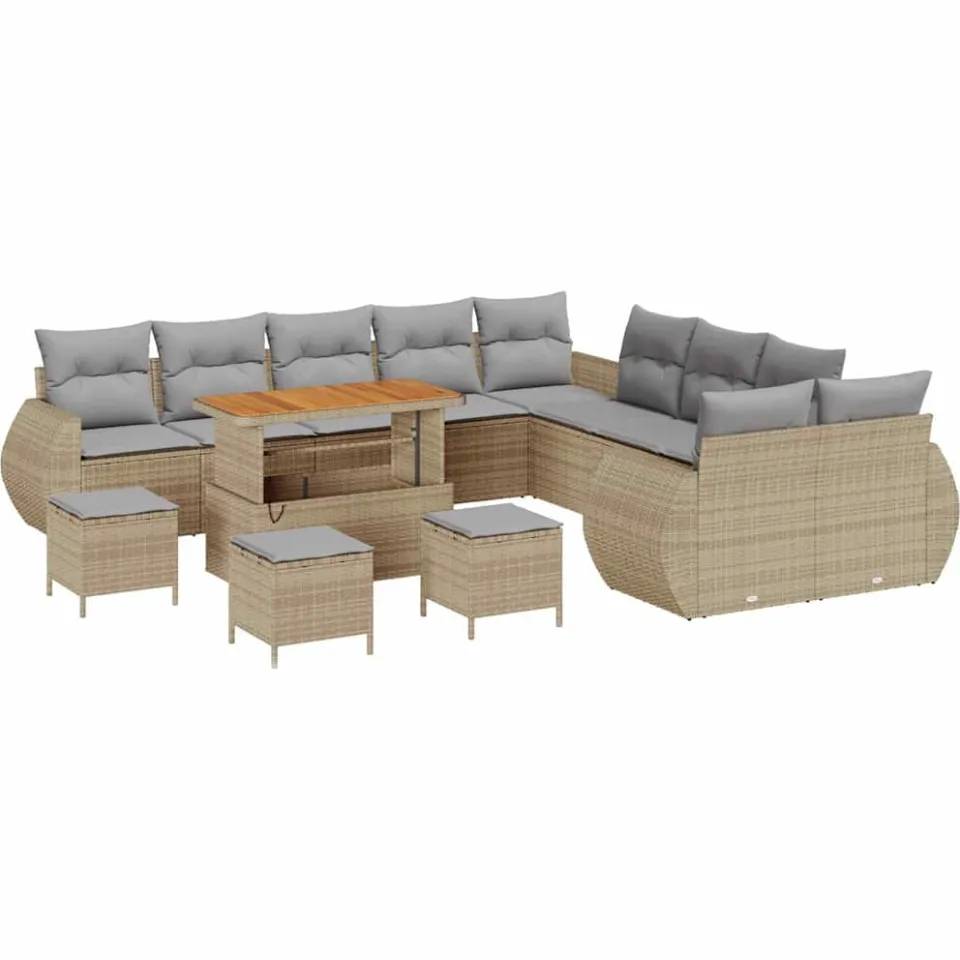 vidaXL Tuinbankenset 14 st Beige poly rattan