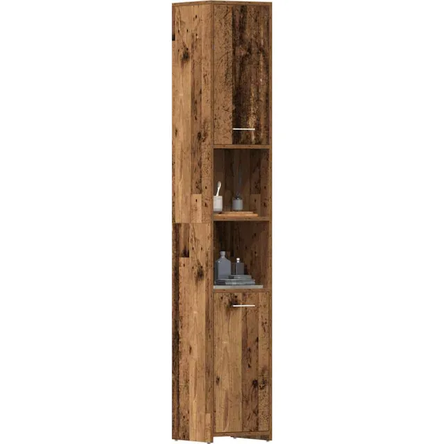 vidaXL Badkamerkast 30x30x183,5 cm bewerkt hout oud houtkleurig Bruin