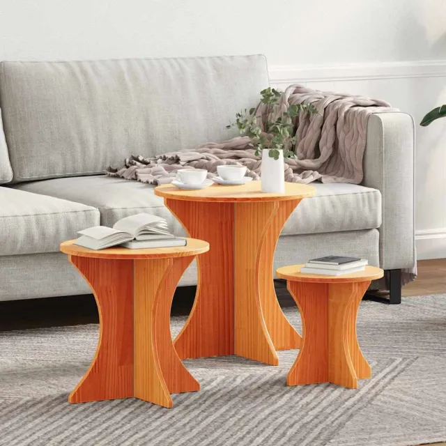 vidaXL Salontafel 3 st Wasbruin 46 x 46 x 47 cm