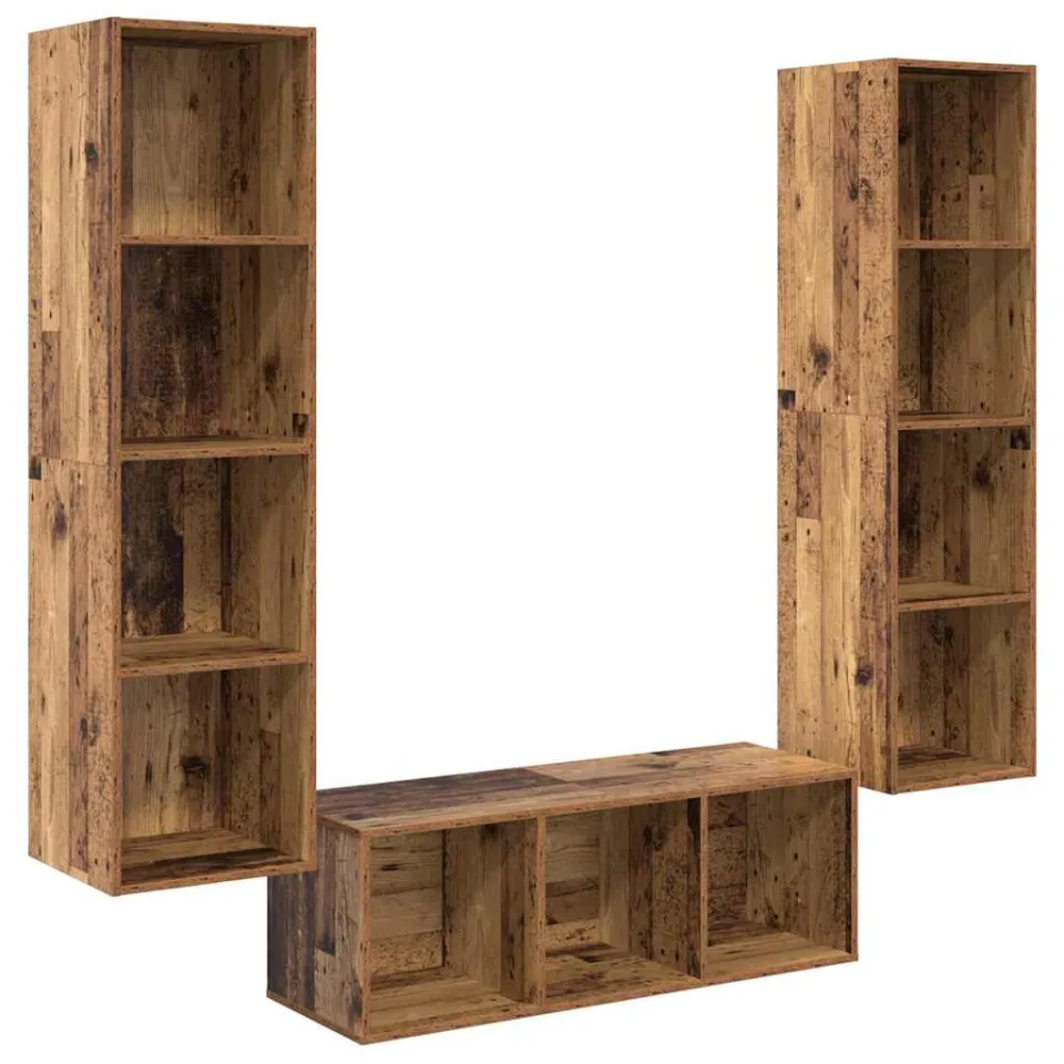 vidaXL Tv-meubelset 3 st 37 x 37 x 142,5 cm Oud Hout bruin, foto 3