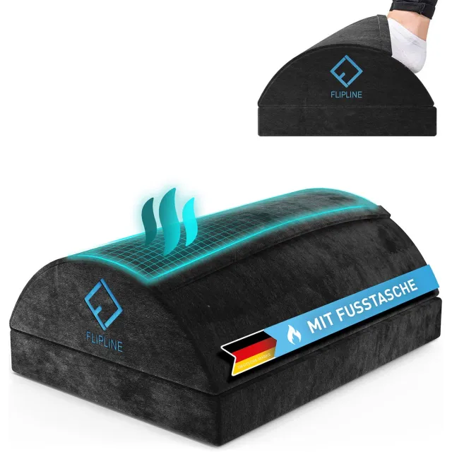 Flipline Voetensteun Bureau - Verstelbare Voetbank [antislip] - met Pluche Voetzak - voor Bureau, Kantoor & Homeoffice Accessoires - Voetkussen Footrest Voetenkrukje zwart