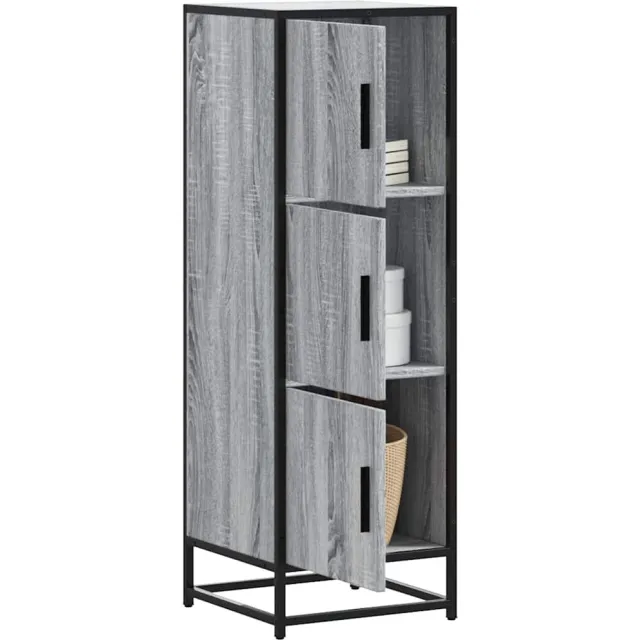 vidaXL Hoge kast 35,5x35x106,5 cm bewerkt hout en metaal grijs sonoma, foto 2