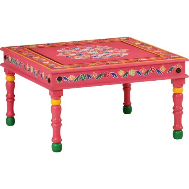 vidaXL Salontafel handbeschilderd massief mangohout roze, foto 2