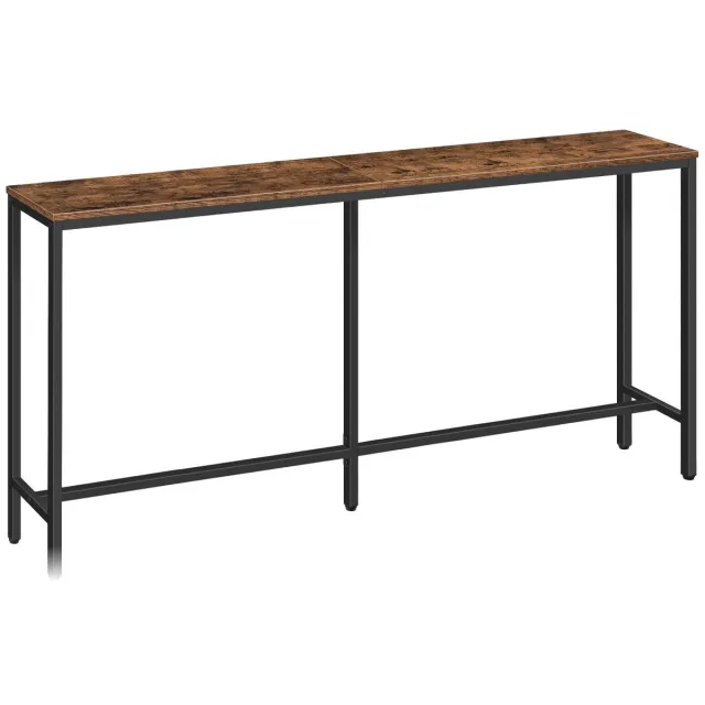 Ibenzoa Elegante Industriële Consoletafel voor Hal, Woonkamer en Meer in Donkerbruin-Zwart