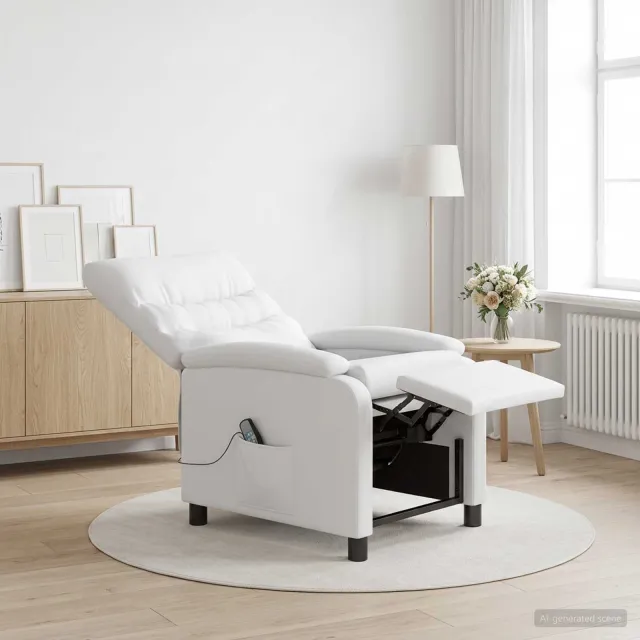 vidaXL Massage Recliner Wit Kunstleer