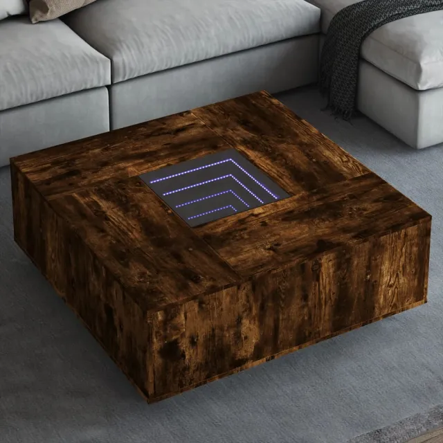 vidaXL Salontafel met Infinity LED 100x100x40 cm gerookt eikenkleurig, foto 2