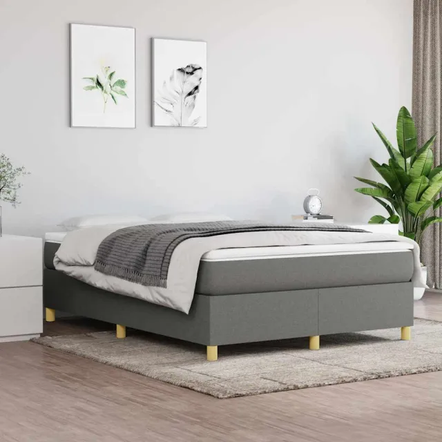vidaXL Boxspring met matras stof donkergrijs 140x190 cm grijs