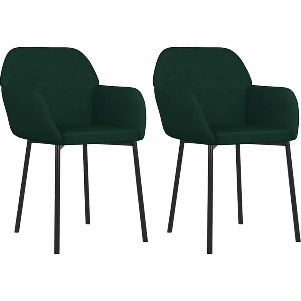 vidaXL Eetkamerstoelen 2 st fluweel donkergroen groen, foto 3