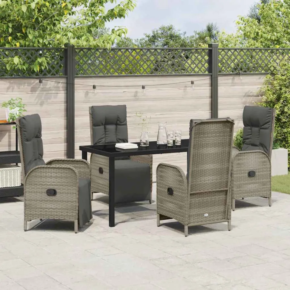 vidaXL Tuin eettafelset 5 st Grijs poly rattan, foto 3