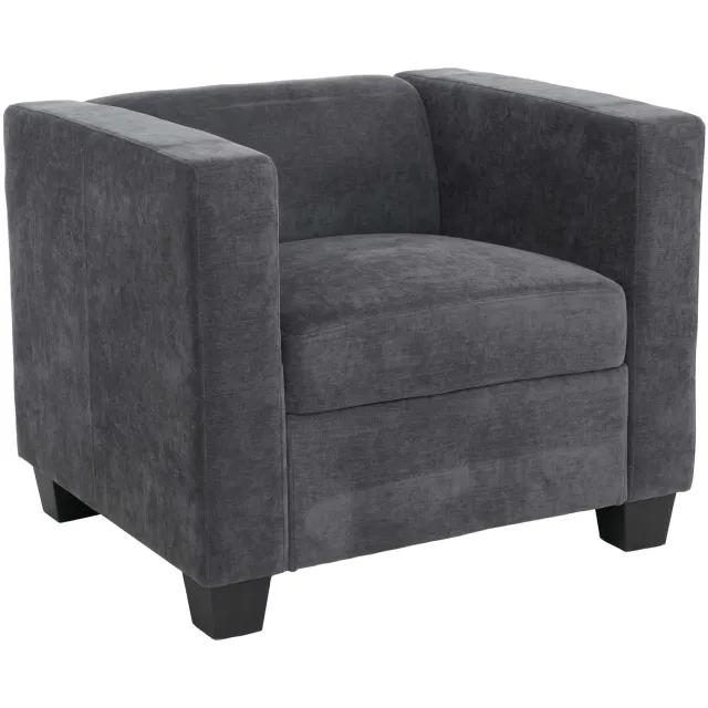 MCW Fauteuil Lille, loungefauteuil, gestoffeerde/cocktailfauteuil, Nosag-vering, stof/textiel chenille (260 g/m²) ~ donkergrijs