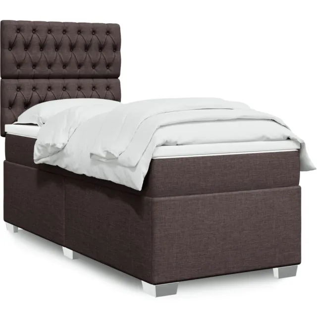 vidaXL Boxspring met matras stof donkerbruin 90x190 cm bruin