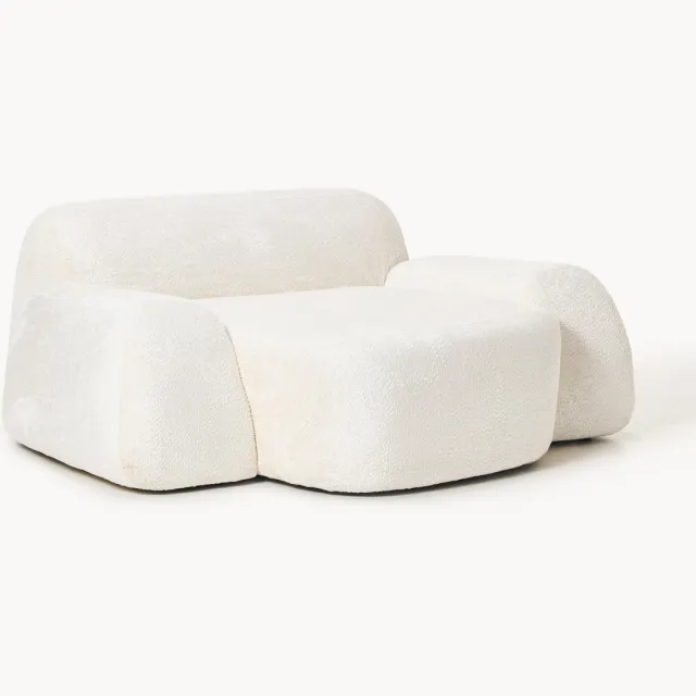 Westwing Collection XL teddy bouclé loungestoel Wolke Wit