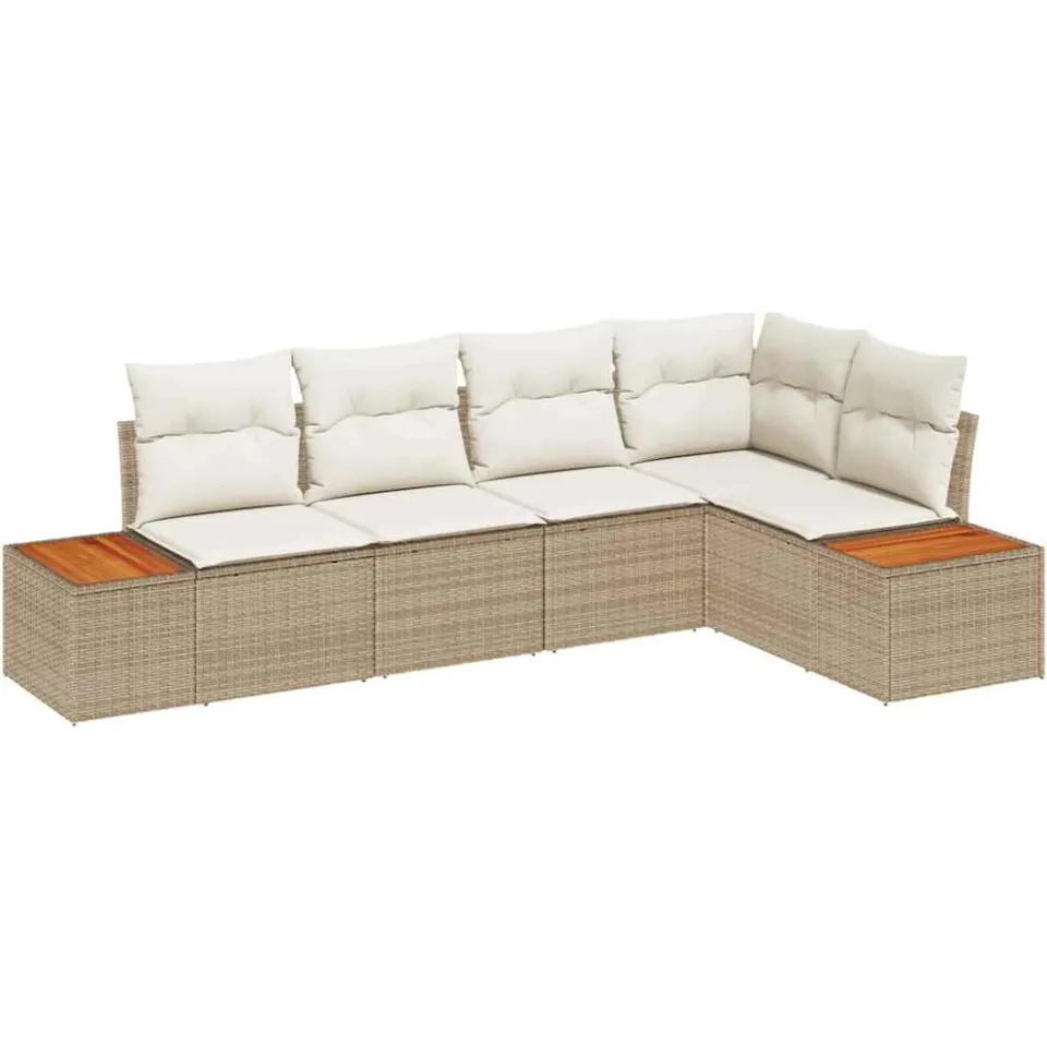 vidaXL Tuinbankenset 5 st Beige Poly riet