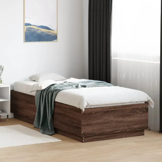 vidaXL Bedframe met LED-verlichting bruin eikenkleur 90x200 cm