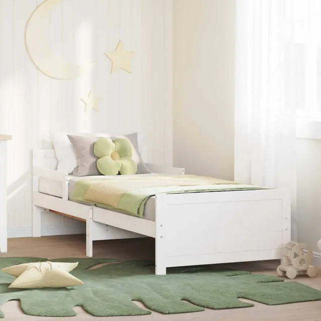 vidaXL Bedframe met hoofdeinde Wit 80 x 200 cm Bewerkt hout
