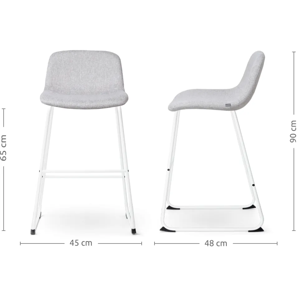 Nolon Nino-Mats barkruk lichtgrijs - wit onderstel - 65 cm, foto 3