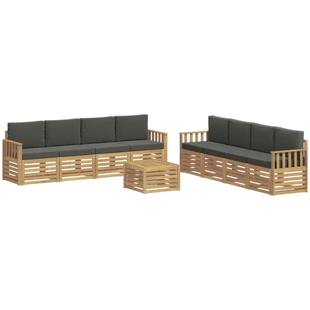 vidaXL Buiten - bank - set - 9 - st - 8-zits - Wit - en - antracietkleurig - Polyester Wit en antracietkleurig