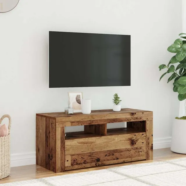 vidaXL Tv-meubel met LED 90x35x40 cm bewerkt hout oud hout bruin, foto 2