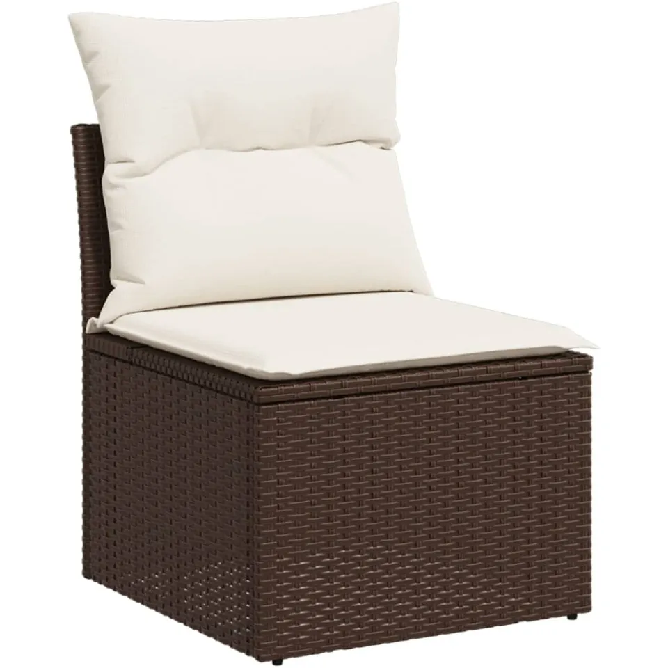 vidaXL 9-delige Loungeset met kussens poly rattan bruin