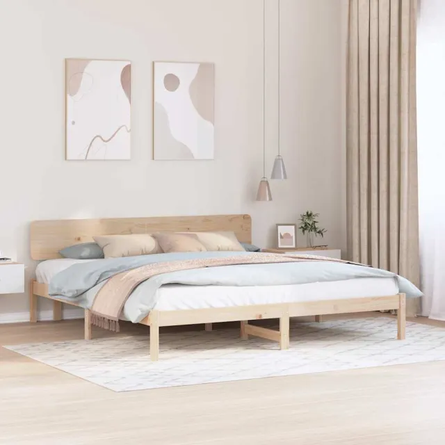 vidaXL Bedframe met hoofdeinde Naturel 180 x 200 cm Massief grenenhout