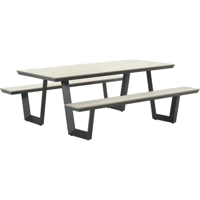 Garden Impressions Bell picknick set - 200x90xH75 - carbon black/ light teak Grijs