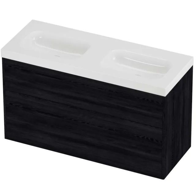 Proline Haga Badmeubelset Polystone Mezza In Kader 120x46x73 cm Glans Wit Black Oak
