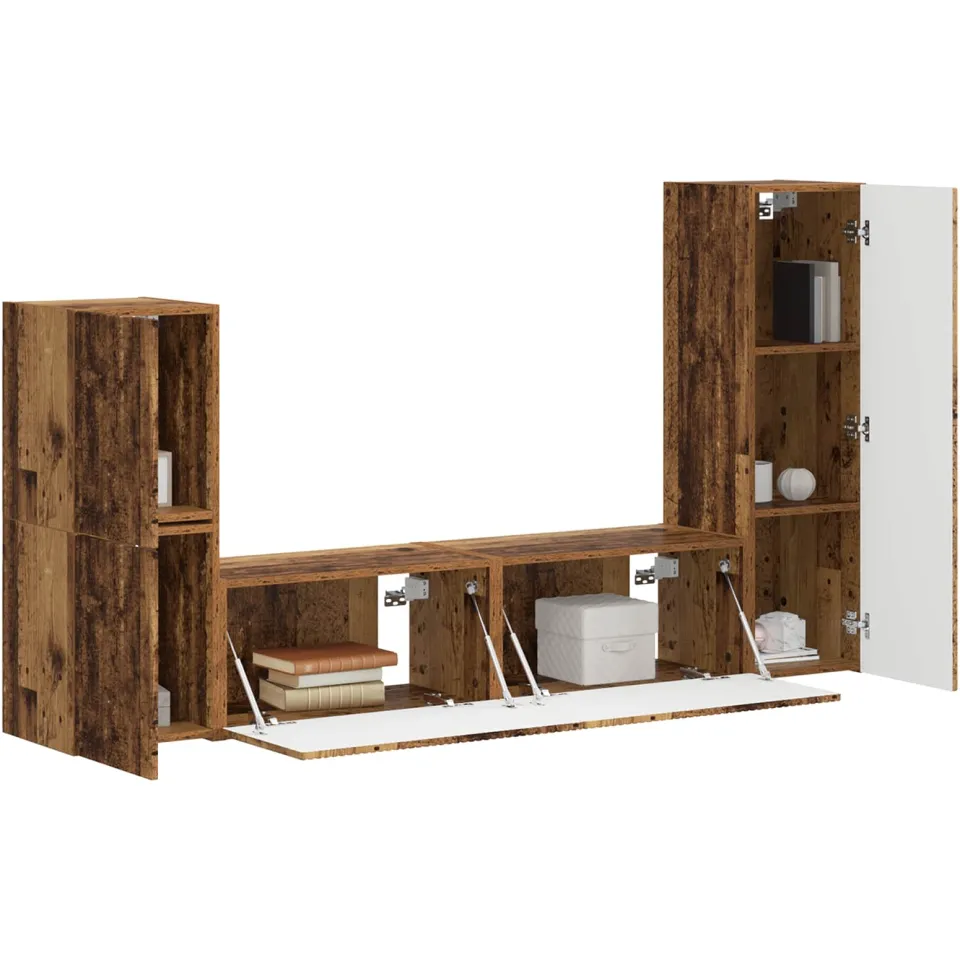 vidaXL Tv-meubelset 4 st 30 x 31 x 100 cm Oudhout Bruin