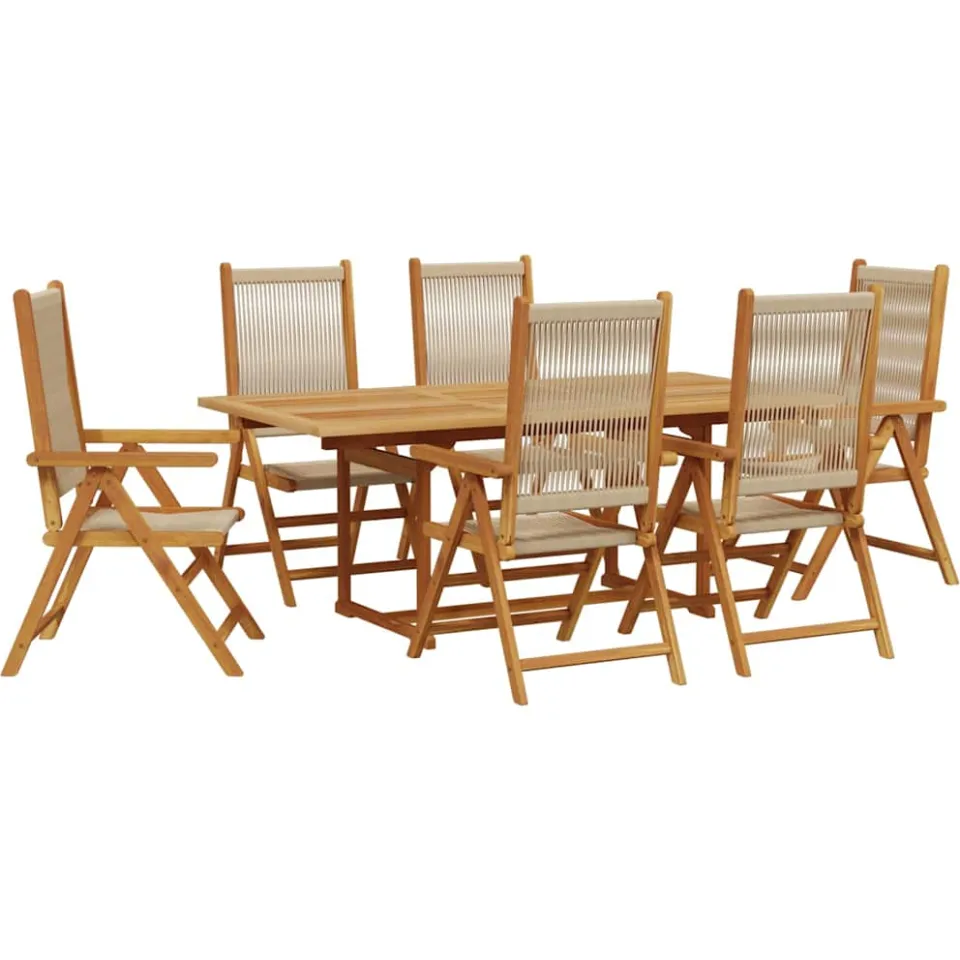vidaXL 7-delige Tuinset polypropeen en massief hout beige, foto 3
