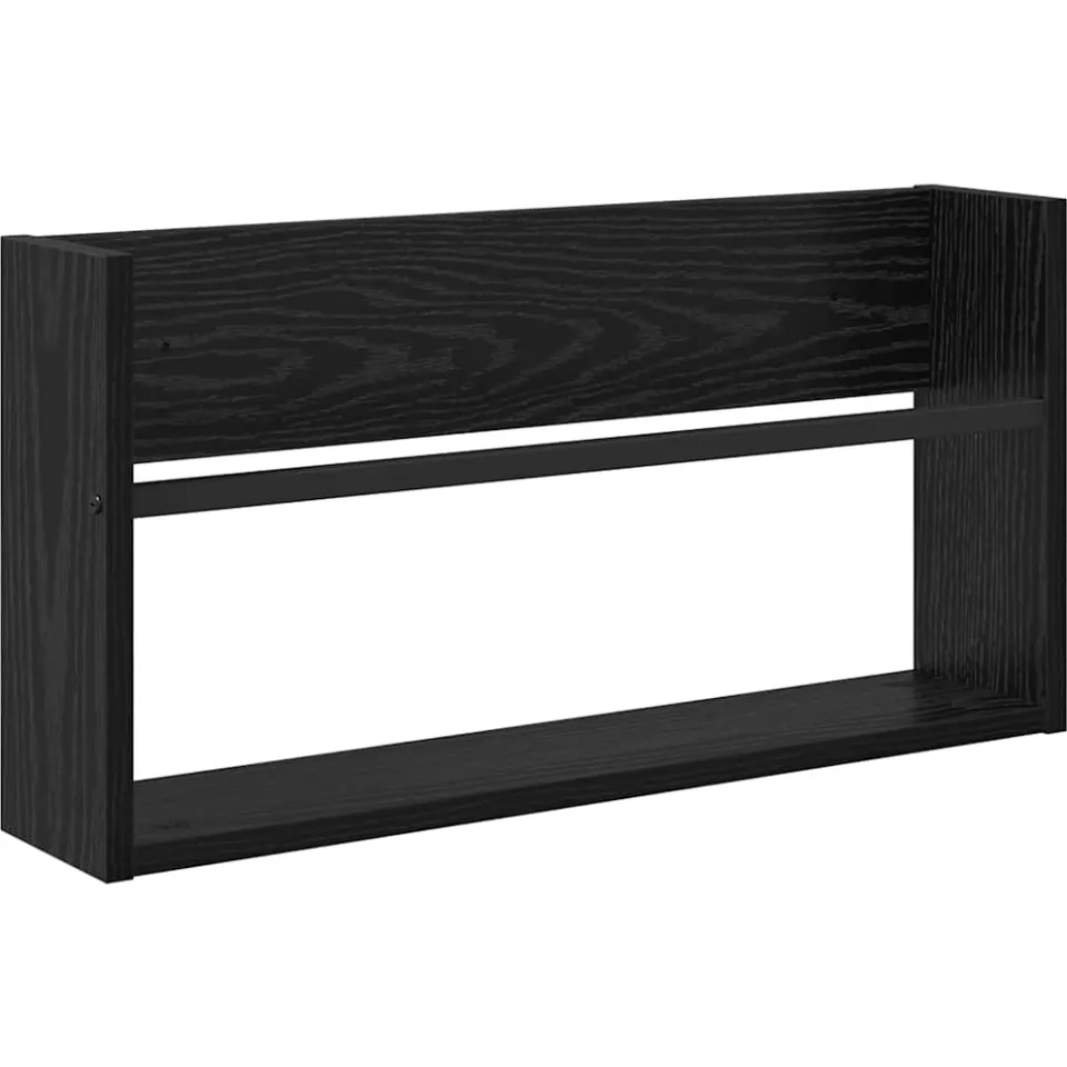 vidaXL Tijdschrift Rek Zwart Eiken 60 x 12 x 30 cm Bewerkt hout, foto 3