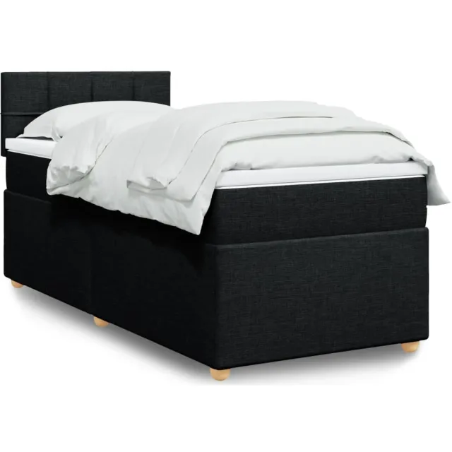 vidaXL Boxspring met matras stof zwart 80x200 cm