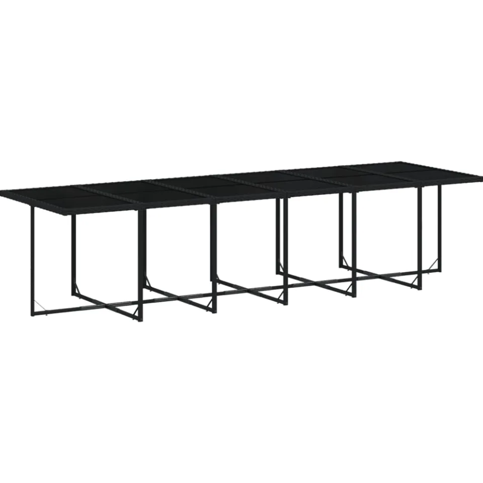 vidaXL 17-delige Tuinset met kussens poly rattan zwart