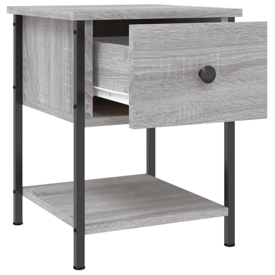 vidaXL Nachtkastjes 2 st 34x35,5x45 cm bewerkt hout grijs sonoma eiken, foto 4