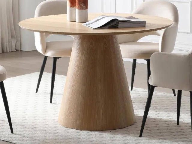 Vente-unique Ronde eettafel 4 personen met eikenfineer - Licht naturel - ANTALIZA Natuurlijk licht